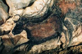 Rock painting of a black bull c.17000 BC