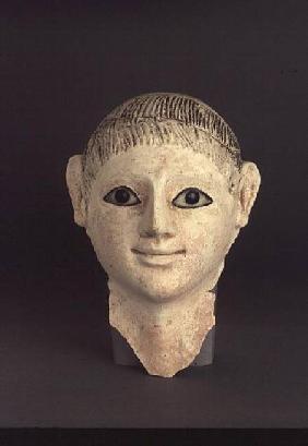 offin mask of a man, with traces of pigment eyes inlaid with glass and obsidian Roman Peri