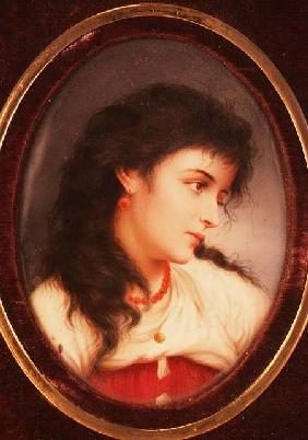 An Oval Continental Plaque of a Young Woman (porcelain)