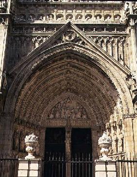The Portal of Forgiveness (Puerta del Perdon) central portal of the West facade begun 1418