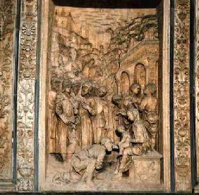 Relief panel of the Adoration of the Magifrom the church exterior mid to lat