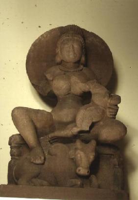 Sandstone figure of Parvati with her child 5th centur