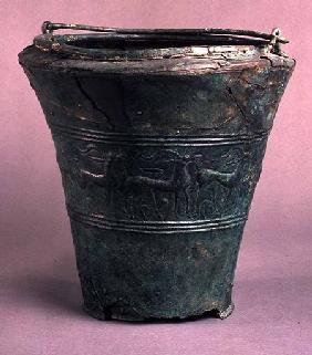 Situla with a repousse decorative bandprobably Italian or Eastern European Bronze Age