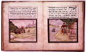 Sloane MS 3173 The Banishment of Hagar and Ishmael and the Appearance of the Three Angels to Abraham 1740