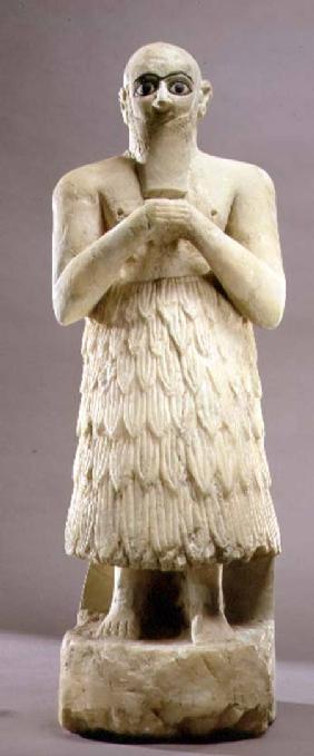 Statuette of the official or steward Ebih-Il worshipping the goddess Ishtar, from Mari,Middle Euphra c.2500 BC