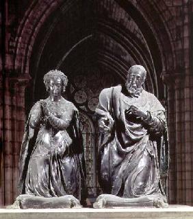 Tomb of Henri II (1519-59) and Catherine de Medici (1519-89) detail of the couple kneeling at prayer 1559-73