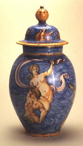 Vase, decorated with sea deities,Nevers early 17th