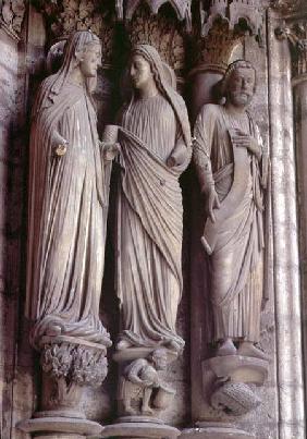 The Visitationcolumn statues from the east portal (Adoration doorway) of the north transept c.1220