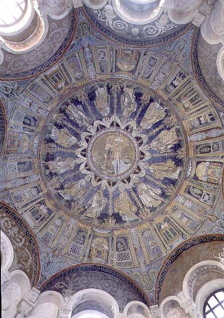 The Baptism of Christ surrounded by the Apostles, from the vault of the central dome von Anonymus