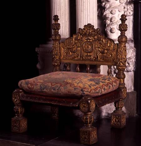 Chair used by one of Elizabeth's maids of honour when they were attending to her at court, in the dr von Anonymus