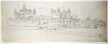 The Chapel and Gatehouse of Hampton Court, from 'The Panorama of London' von Anthonis van den Wyngaerde