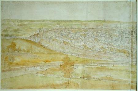 Panoramic View of Brussels (pen and ink and w/c on paper) von Anthonis van den Wyngaerde