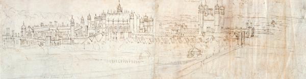 Ansicht von Hampton Court aus dem Norden,   'The Panorama of London' c.1544  an