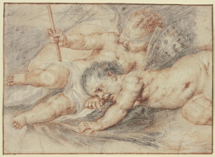 Amor und Psyche, als Kleinkinder beieinander liegend von Anthonis van Dyck