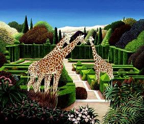 Giraffes in a Garden, 1980 (acrylic on board) 