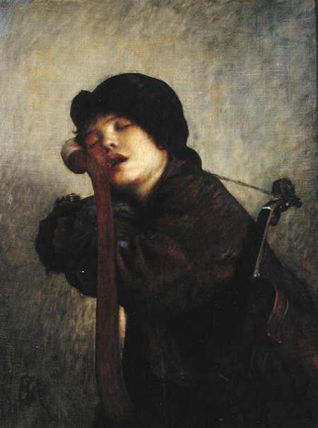 The Little Violinist Sleeping von Antoine Auguste Ernest Herbert or Hebert