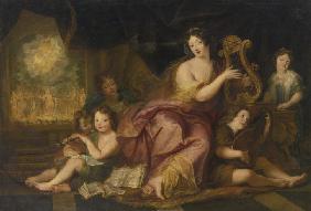 Allegorie der Musik. Porträt von Madame de Maintenon (1635-1719) mit Kinder von Louis XIV.