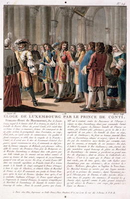 The Prince de Conti (1664-1709) praises the Duke of Luxembourg (1628-95) after his victory at the Ba von Antoine Louis Francois Sergent-Marceau