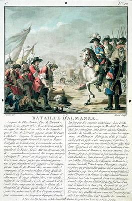 Battle of Almansa, 25th April 1707, engraved by Jean Baptiste Morret (fl.1790-1820), 1787 (colour li 13th