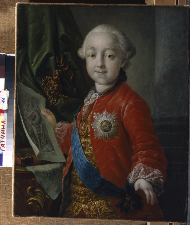 Porträt des Großfürsten Pawel Petrowitsch (1754-1801) als Kind von Anton Pawlowitsch Lossenko