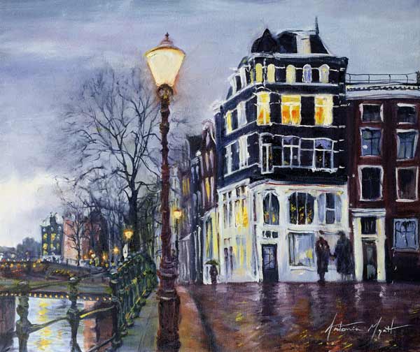 At Dusk, Amsterdam, 1999 (oil on canvas)  von Antonia  Myatt