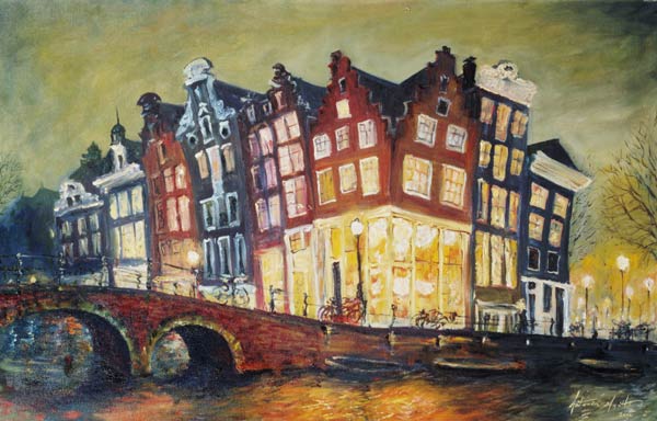 Bright Lights, Amsterdam, 2000 (oil on canvas)  von Antonia  Myatt