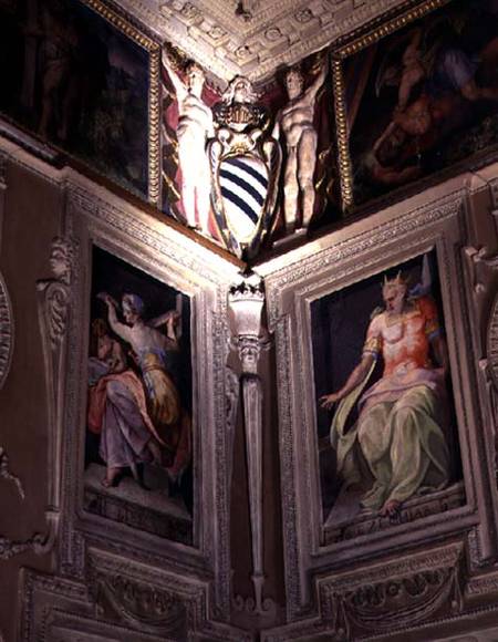 The 'Galleria', detail of stucco and fresco decoration of prophets and sibyls based on Michelangelo' von Antonio da Sangallo the Younger and Nanni di Baccio Bigio