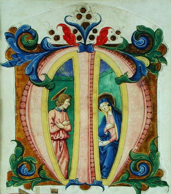 Historiated initial 'M' depicting the Annunciation (vellum) von Antonio di Niccolo di Lorenzo