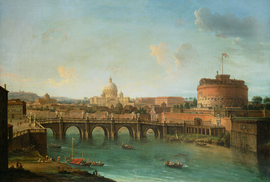 Ansicht von Rom mit dem Tiber, der Engelsburg und St. Peter von Antonio Joli