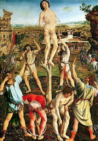 Martyrdom of St. Sebastian, 1475 (oil on poplar) von Antonio Pollaiolo