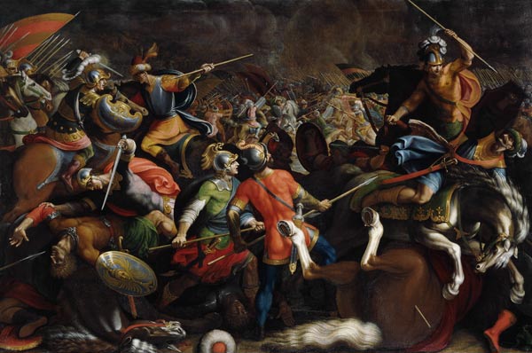 Schlacht zwischen Reitern und Fussvolk. von Antonio Tempesta