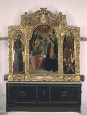 The Annunciation with SS. Francis and Michael (tempera on panel) 15th