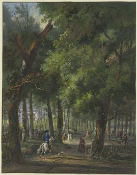 Spaziergänger und Reiter im Haager Wald