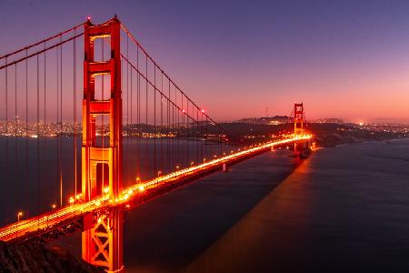 Rosige Nacht von Golden Gate