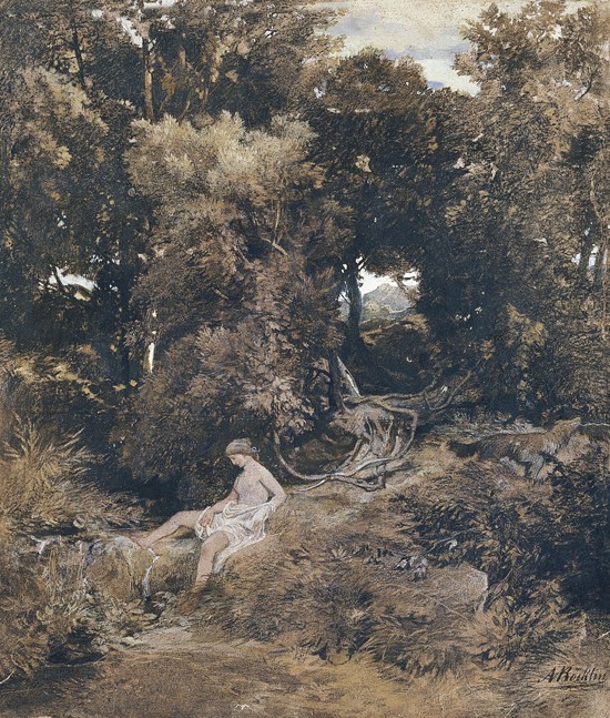 Quellnymphe (Pan, die Nymphe verfolgend) von Arnold Böcklin