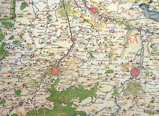 Map of Belgium at the time of the Thirty Years War (1618-48), from the 'Theatre des guerres entre le von Arnold Florent van Langren