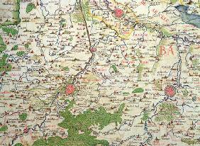 Map of Belgium at the time of the Thirty Years War (1618-48), from the 'Theatre des guerres entre le 19th