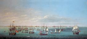 British, French and Maltese merchantmen and men of war off Cadiz 1815