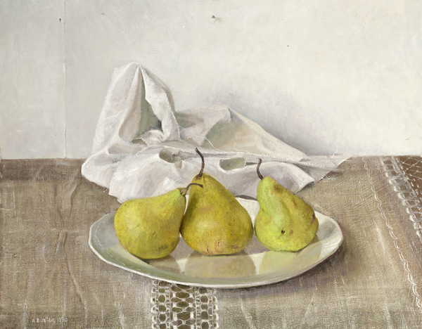 Three Pears on a Plate, Still Life von Arthur Easton