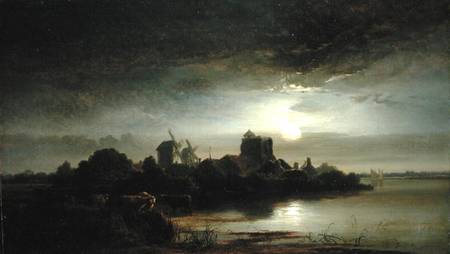 A Village by Moonlight von Arthur Gilbert
