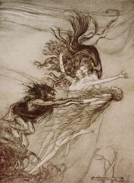 The Rhinemaidens teasing Alberich from ''The Rhinegold and The Valkyrie'' Richard Wagner von Arthur Rackham
