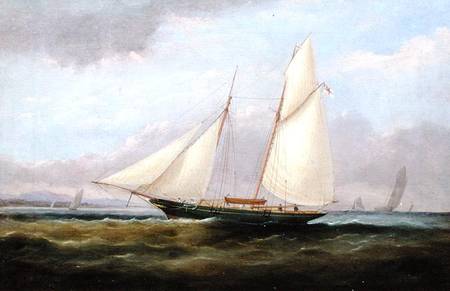 A Schooner Yacht under Easy Sail, with her Foresail Lowered von Arthur Wellington Fowles