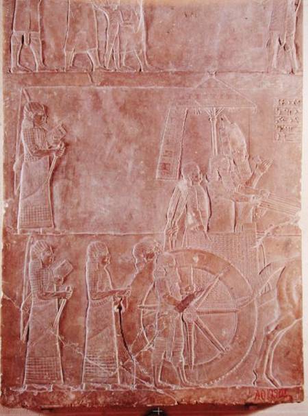 Relief depicting the chariot of King Assurbanipal (669-626 BC) from the Palace of Assurbanipal in Ni von Assyrian