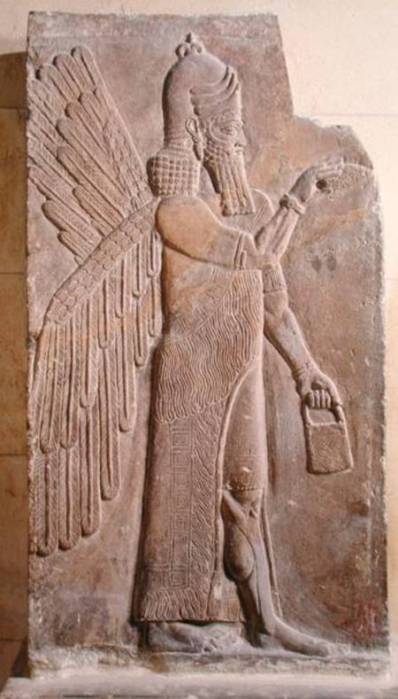 Relief depicting a Winged Genie, from the Palace of Sargon II at Khorsabad, Iraq von Assyrian