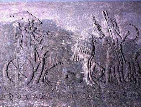 Sargon II (721-705 BC) on a Battle Chariot, from the Palace of Sargon II at Khorsabad, Iraq von Assyrian