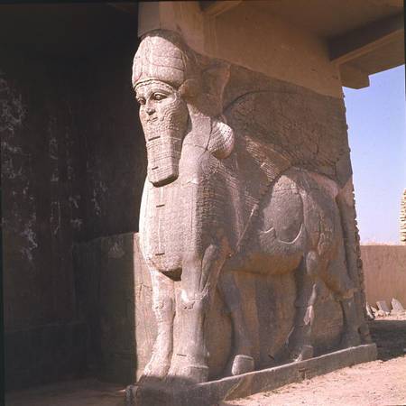 Winged human-headed bull, Neo-Assyrian Period, reign of Ashurnasirpal II von Assyrian