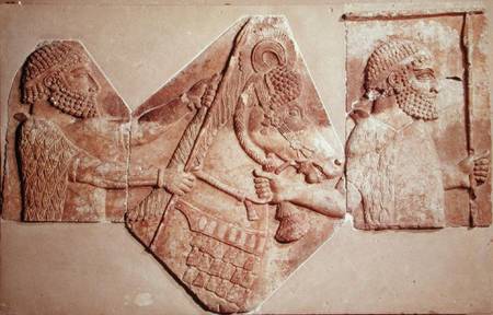 Fragment of a relief depicting Median tributaries von Assyrian School