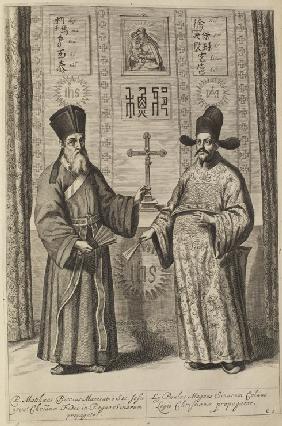 Matteo Ricci und Xu Guangqi. (Aus China Illustrata von Athanasius Kircher) 1667