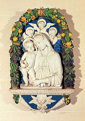 Virgin and Child (polychrome glazed terracotta) von (attr. to) Andrea Della Robbia