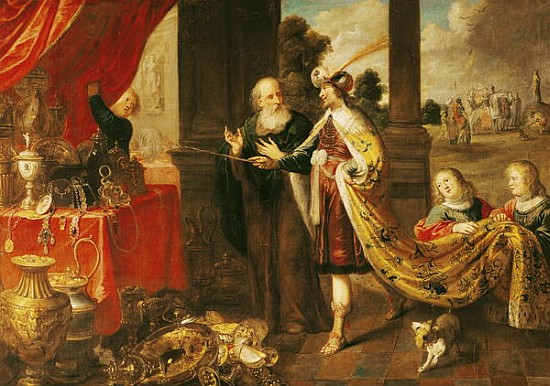 Ahasuerus Showing his Treasure to Mordecai von (attr. to) Claude Vignon